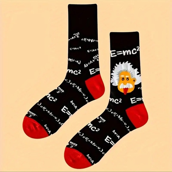 Socks, Unisex, Einstein Print Crew Socks, NEW, 🎁 - Picture 8 of 9